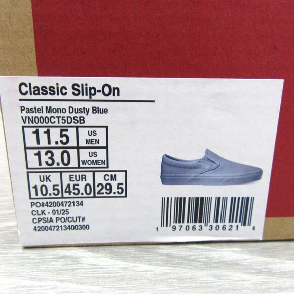 Vans Classic Slip On Pastel Mono Blue Shoes Mens Size 11.5 NEW - Picture 13 of 13